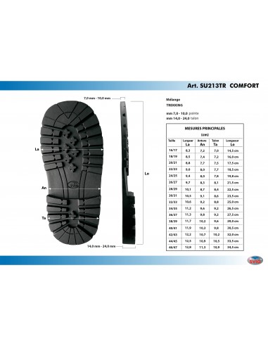 SEMELLE MONOBLOC CAOUTCHOUC 213 COMFORT VALPO NOIR - 44 AU 47 - SVIG