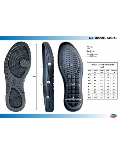 SEMELLE CUVETTE CAOUTCHOUC 550 CASUAL NOIRE - SVIG