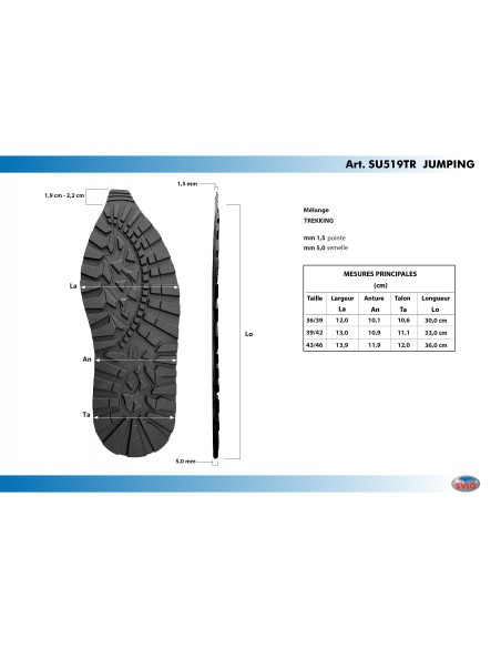 SEMELLE MONOBLOC PLATE CAOUTCHOUC 519 JUMPING - SVIG