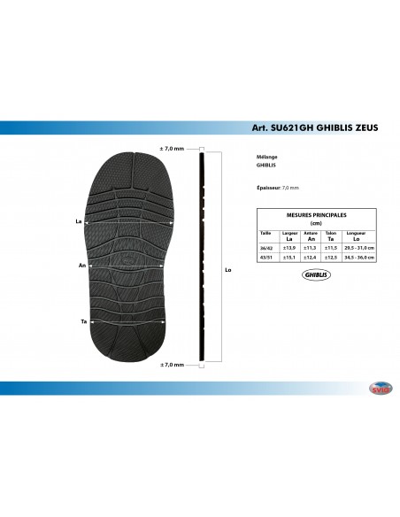 SEMELLE MONOBLOC CAOUTCHOUC CELLULAIRE 621 ZEUS NOIR 36 AU 42 - SVIG