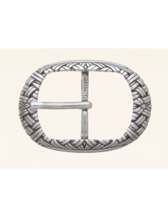 BOUCLE CEINTURE ZAMAK ACIER BYM 101242 LARGEUR 35MM VIEIL ARGENT