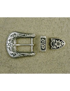 BOUCLE CEINTURE ZAMAK ACIER FB 5179+80+81 3 PARTIES 25MM VIEIL ARGENT