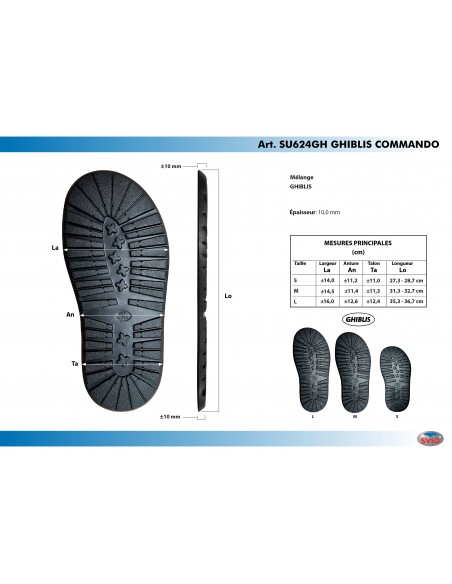 SEMELLE MONOBLOC CAOUTCHOUC CELLULAIRE 624 COMMANDO NOIR - SVIG