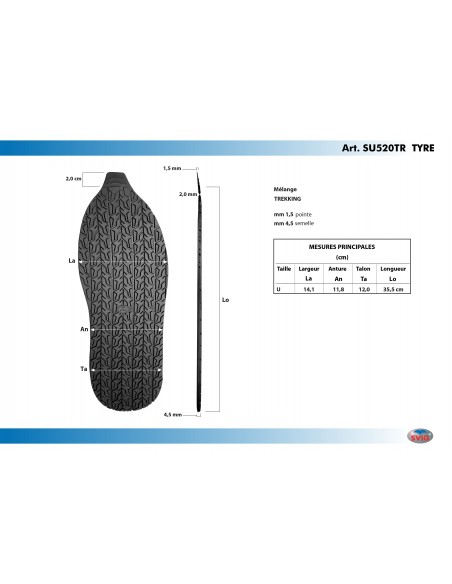 SEMELLE MONOBLOC PLATE CAOUTCHOUC 520 TYRE BICOLORE - SVIG