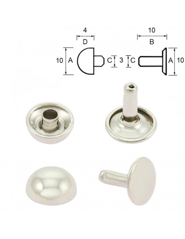 RIVET DOME 10MM -NICKELE - SACHET 100