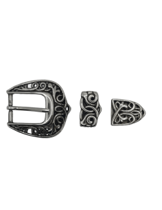 BOUCLE CEINTURE ZAMAK ACIER BYM 101615 3 PARTIES 25MM VIEIL ARGENT