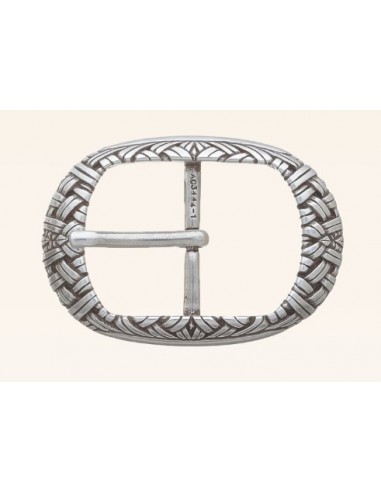 BOUCLE CEINTURE ZAMAK ACIER BYM 101242 LARGEUR 35MM VIEIL ARGENT