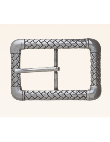 BOUCLE CEINTURE ZAMAK ACIER BYM 101238 LARGEUR 35MM VIEIL ARGENT