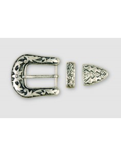 BOUCLE CEINTURE ZAMAK ACIER MG 3762 3 PARTIES 30MM VIEIL ARGENT