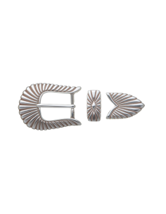 BOUCLE CEINTURE ZAMAK ACIER BYM 101618 3 PARTIES 25MM VIEIL ARGENT