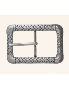 BOUCLE CEINTURE ZAMAK ACIER BYM 101238 LARGEUR 35MM VIEIL ARGENT