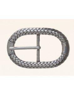 BOUCLE CEINTURE ZAMAK ACIER BYM 101239 LARGEUR 35MM VIEIL ARGENT