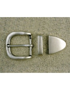 BOUCLE CEINTURE ZAMAK ACIER FB 3464 3 PARTIES 40MM VIEIL ARGENT