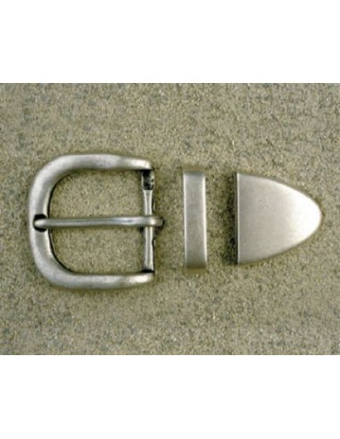 BOUCLE CEINTURE ZAMAK ACIER FB 3464 3 PARTIES 40MM VIEIL ARGENT