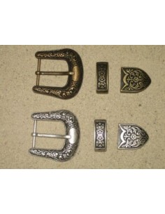 BOUCLE CEINTURE ZAMAK ACIER MG11042+43+44 3 PARTIES 40MM VIEIL ARGENT