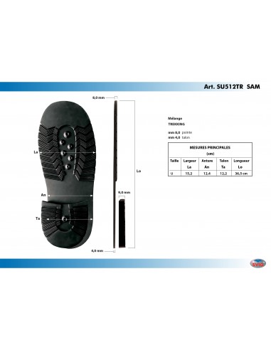 SEMELLE CAOUTCHOUC YETI 512 SAM + TALON 235 SAM NOIR - SVIG