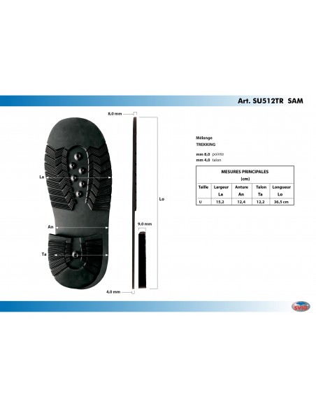 SEMELLE CAOUTCHOUC YETI 512 SAM + TALON 235 SAM NOIR - SVIG