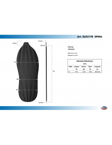 SEMELLE MONOBLOC PLATE CAOUTCHOUC 521 SPINA NOIR - SVIG