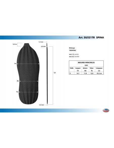 SEMELLE MONOBLOC PLATE CAOUTCHOUC 521 SPINA NOIR - SVIG