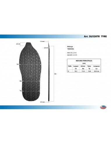 SEMELLE MONOBLOC PLATE CAOUTCHOUC 520 TYRE NOIR - SVIG