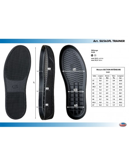 SEMELLE CUVETTE CAOUTCHOUC 563 TRAINER BLANC - SVIG