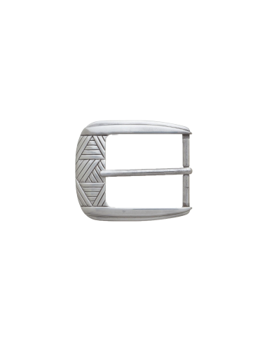 BOUCLE CEINTURE ZAMAK ACIER BYM 101246 LARGEUR 35MM VIEIL ARGENT