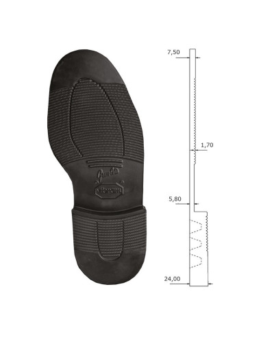 SEMELLE MONOBLOC GUMLITE 2810 BOLOGNA NOIR - VIBRAM