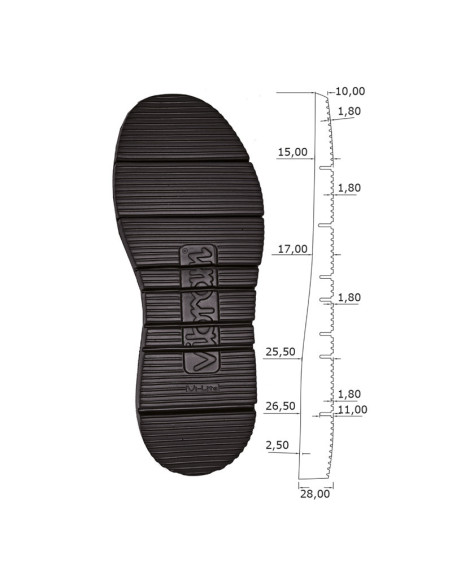 SEMELLE COMPENSEE CAOUTCHOUC 9105 GLOXY CUT - VIBRAM