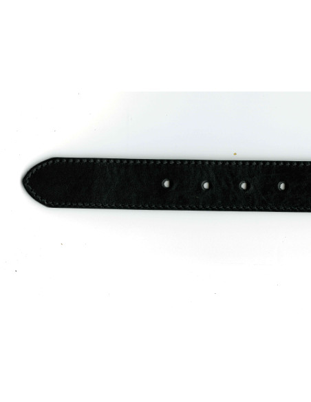 CEINTURE CUIR COUSUE TRANCHE POLIE - AVEC TROUS SANS BOUCLE