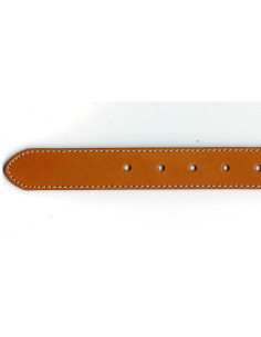 CEINTURE CUIR COUSUE TRANCHE POLIE - AVEC TROUS SANS BOUCLE