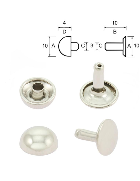 RIVET DOME 10MM -NICKELE - SACHET 100