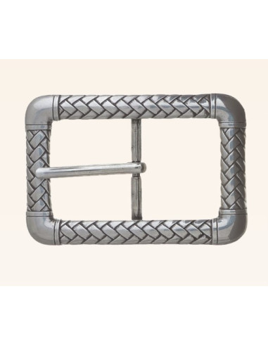 BOUCLE CEINTURE ZAMAK ACIER BYM 101238 LARGEUR 35MM VIEIL ARGENT
