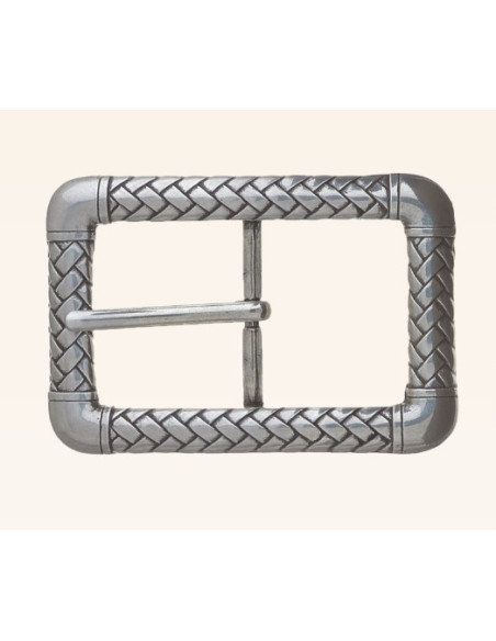 BOUCLE CEINTURE ZAMAK ACIER BYM 101238 LARGEUR 35MM VIEIL ARGENT