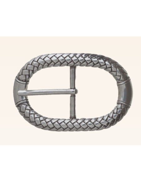 BOUCLE CEINTURE ZAMAK ACIER BYM 101239 LARGEUR 35MM VIEIL ARGENT