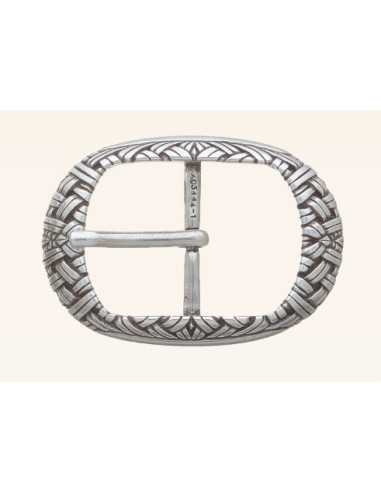 BOUCLE CEINTURE ZAMAK ACIER BYM 101242 LARGEUR 35MM VIEIL ARGENT
