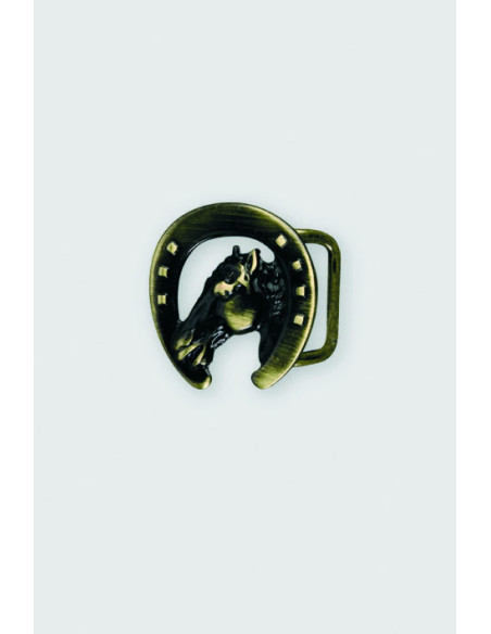 BOUCLE CEINTURE ZAMAK ACIER FB 32133 TETE CHEVAL LARGEUR 30MM