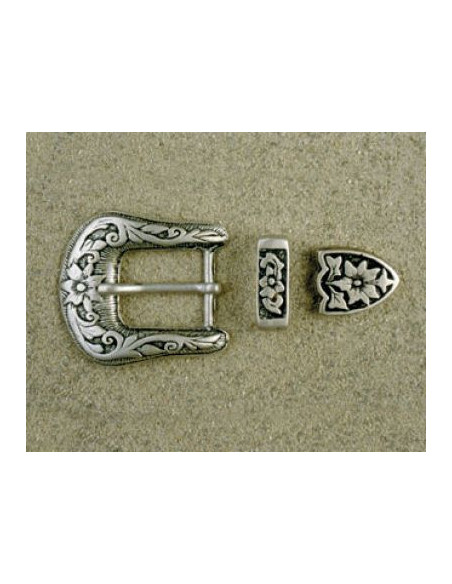 BOUCLE CEINTURE ZAMAK ACIER FB 5179+80+81 3 PARTIES 25MM VIEIL ARGENT