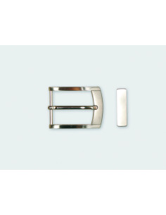 BOUCLE CEINTURE ZAMAK ACIER MG 10707 LARGEUR 35MM NICKEL SATINE