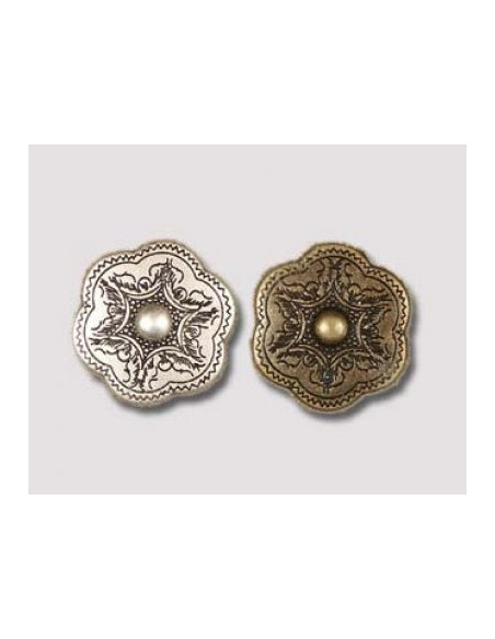 GARNITURE - CONCHO ROND A RIVETER BAROQUE FLEURI REF. MG 3944