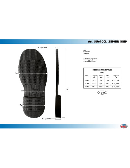 SEMELLE MONOBLOC CAOUTCHOUC CELLULAIRE 610 ZEPHIR GRIP NOIR - SVIG