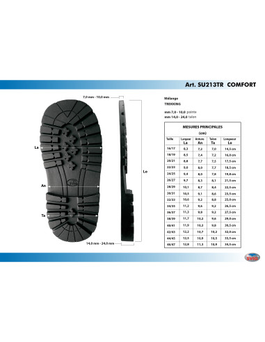 SEMELLE MONOBLOC CAOUTCHOUC 213 COMFORT VALPO NOIR - 44 AU 47 - SVIG
