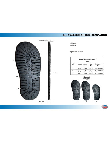 SEMELLE MONOBLOC CAOUTCHOUC CELLULAIRE 624 COMMANDO NOIR - SVIG