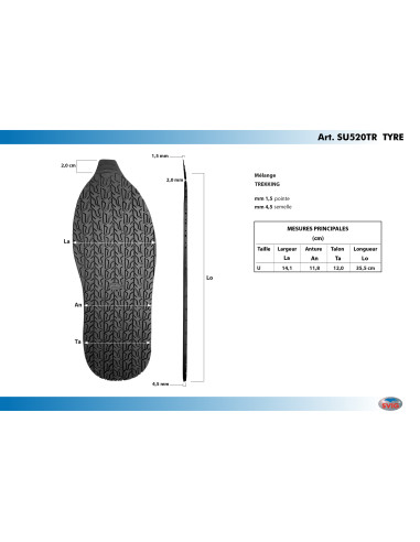 SEMELLE MONOBLOC PLATE CAOUTCHOUC 520 TYRE BICOLORE - SVIG