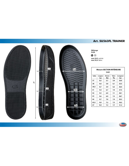 SEMELLE CUVETTE CAOUTCHOUC 563 TRAINER NOIR - SVIG
