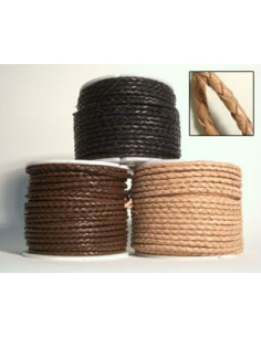 LACET CUIR TRESSE 3MM - BOBINE 25M.