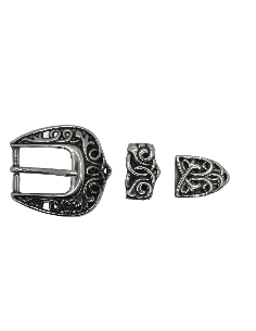 BOUCLE CEINTURE ZAMAK ACIER BYM 101615 3 PARTIES 25MM VIEIL ARGENT