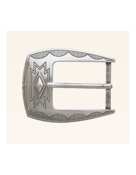 BOUCLE CEINTURE ZAMAK ACIER BYM 101244 LARGEUR 35MM VIEIL ARGENT