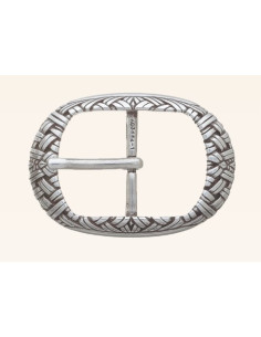 BOUCLE CEINTURE ZAMAK ACIER BYM 101242 LARGEUR 35MM VIEIL ARGENT
