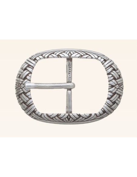 BOUCLE CEINTURE ZAMAK ACIER BYM 101242 LARGEUR 35MM VIEIL ARGENT
