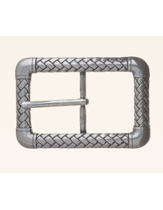 BOUCLE CEINTURE ZAMAK ACIER BYM 101238 LARGEUR 35MM VIEIL ARGENT